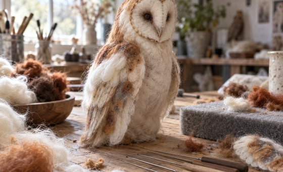 Autumn Barn Owl Needle Felting