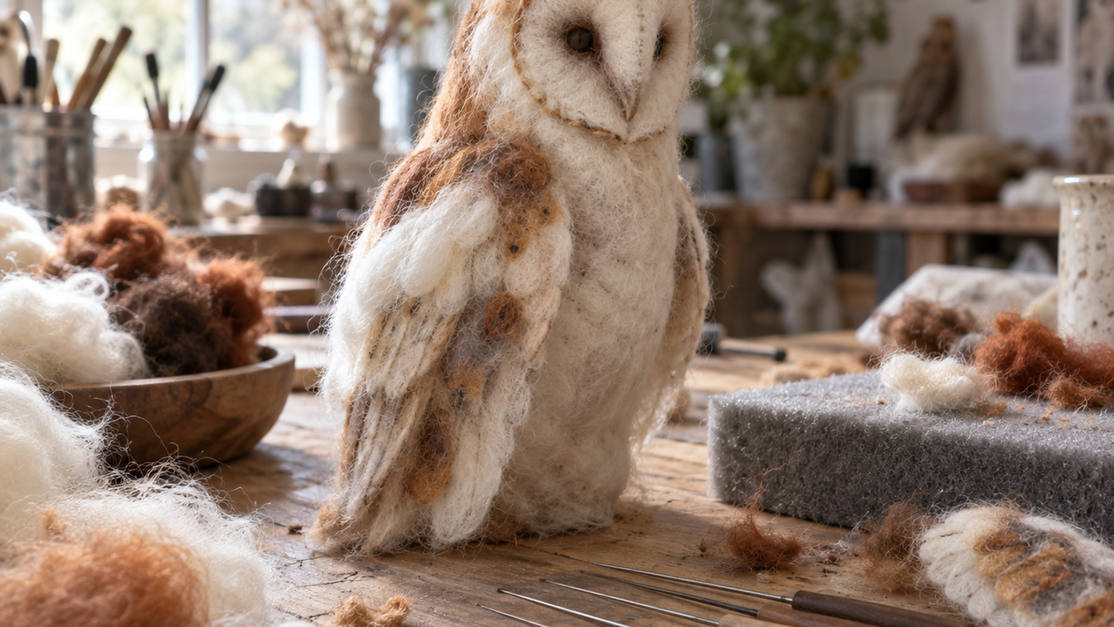 Autumn Barn Owl Needle Felting