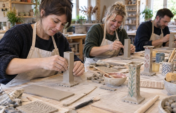 Handbuilt Pottery: Sgraffito Candlestick Holder