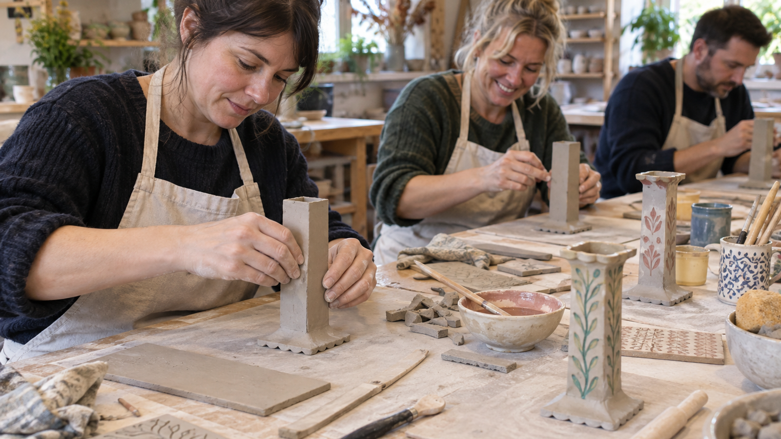 Handbuilt Pottery: Sgraffito Candlestick Holder