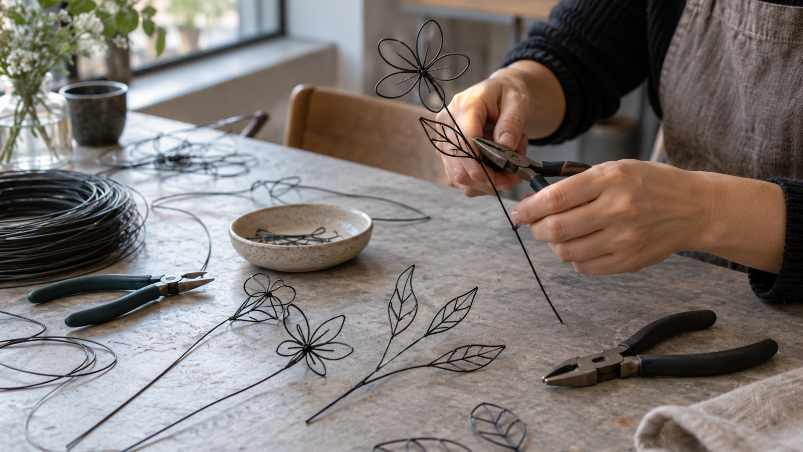Wire flower and leaf stems with Laura Milne (16+)
