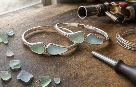 Make a Sea Glass Silver Bangle
