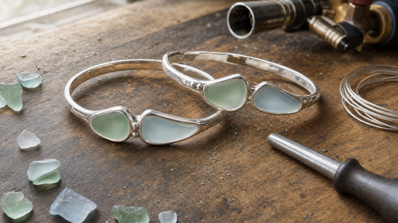 Make a Sea Glass Silver Bangle