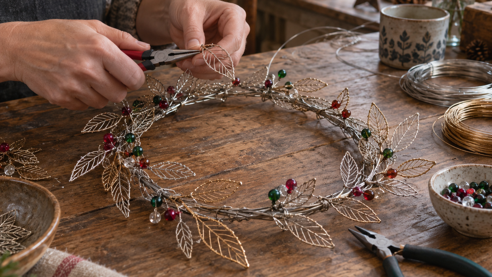 Wire Art Christmas Wreath Workshop at the Craft Barn