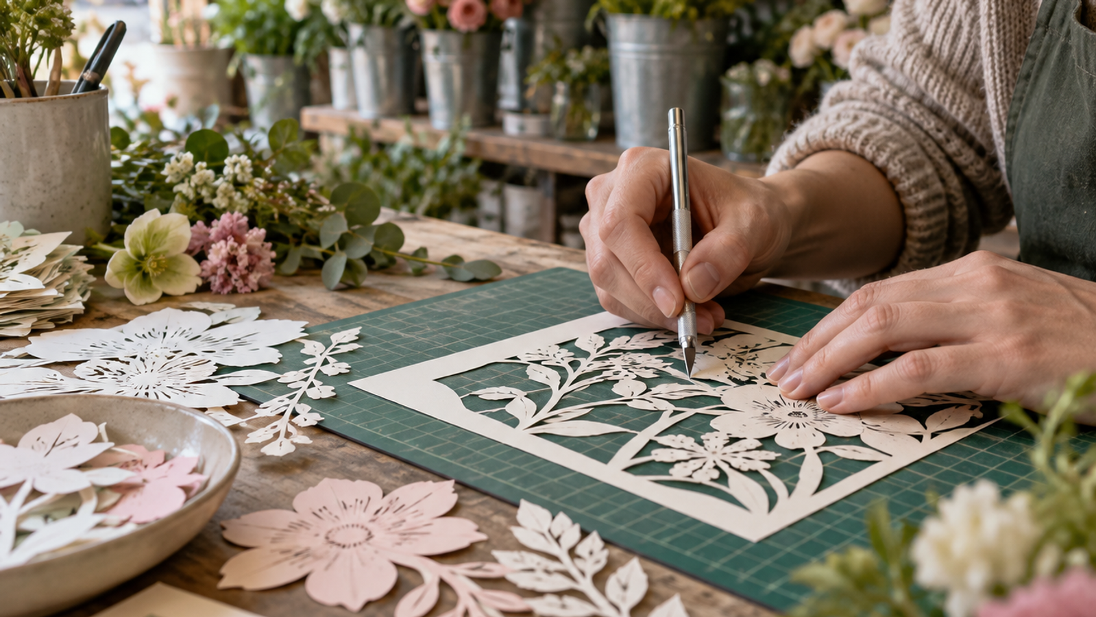 Paper Cutting Workshop at The Flower Man in Winchcombe