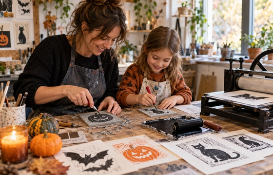 Parent and Child: Spooky Lino Printing (Age 6+)