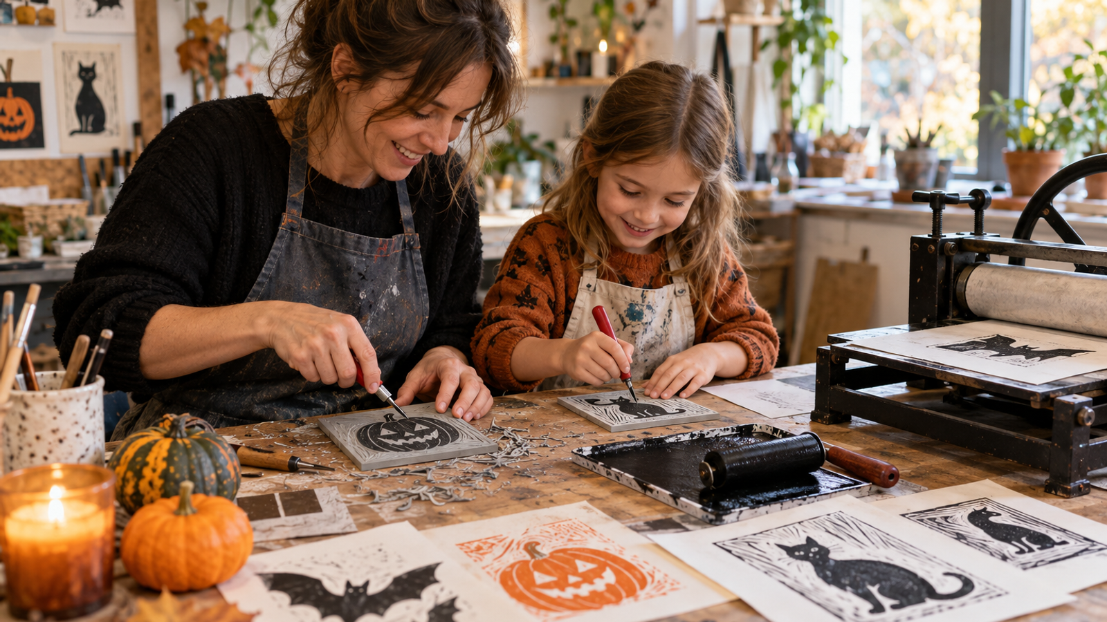 Parent and Child: Spooky Lino Printing (Age 6+)