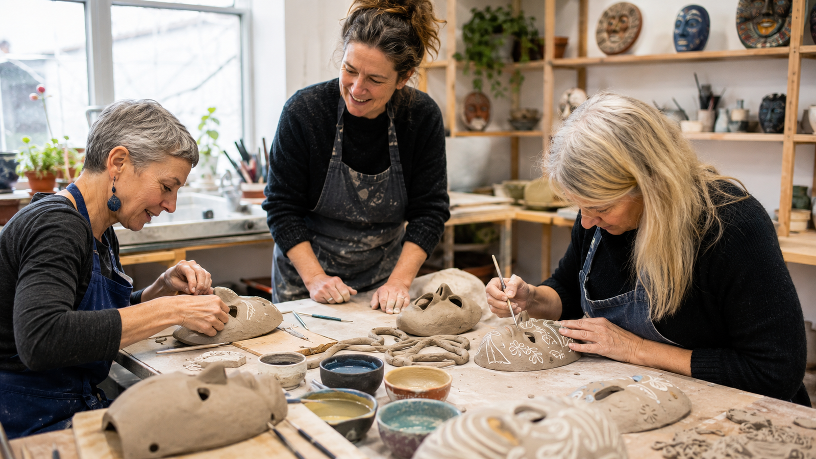Ceramic Wall Mask with Sgraffito Decoration Workshop