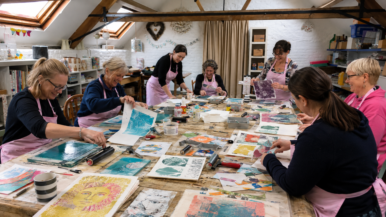 Gel Plate Printing & Collage Workshop, Animals, People & Freestyle Abstract