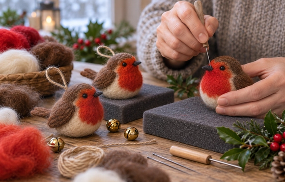 Christmas Robins Needle Felting