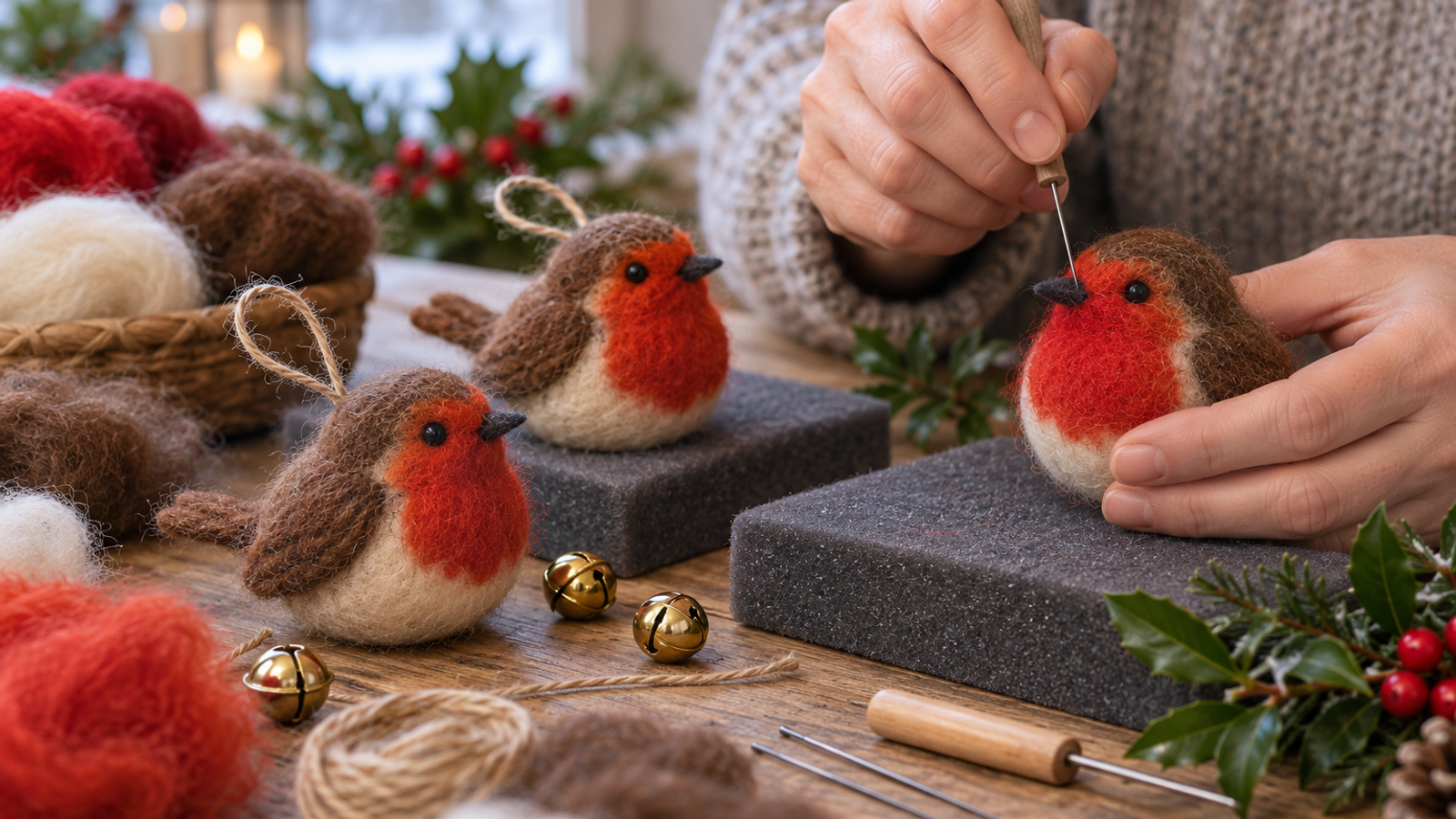 Christmas Robins Needle Felting
