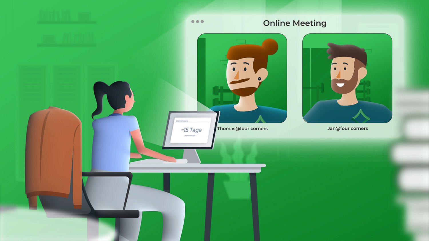 Eine Frau nimmt von ihrem Büro aus an einem Online-Meeting zum Thema Erklärvideo Länge teil.