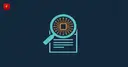 A magnifying glass reveals a hidden AI circuit pattern inside a document, symbolizing AI content detection