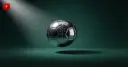 Glossy 3D soccer ball with a blockchain pattern on an emerald background — symbolizing on-chain prediction markets for the 2026 World Cup