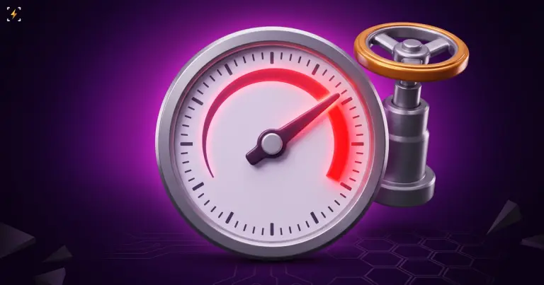 Consumption meter with the needle deep in the red arc, a steel valve wheel standing behind it