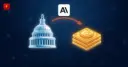 The Anthropic logo above an arrow from the Capitol to a stack of money, symbolizing rising lobbying spend