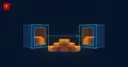 Glowing coin stacks moving via an arrow between two identical vault icons, symbolizing an internal custody transfer between a company's own wallets rather than a sale