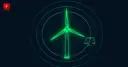 A glowing green wind turbine inside radar rings beside a scale of justice — cover for the court order requiring the Pentagon to resume wind project reviews