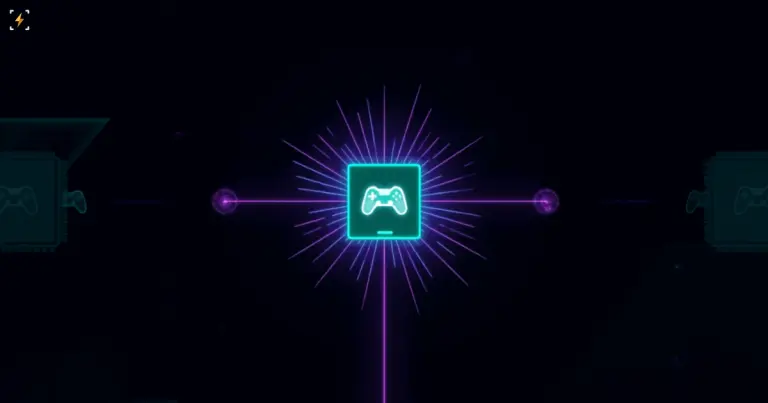 A glowing game controller chip radiating light at the center, flanked by dimmed disconnected GPU icons, symbolizing one supported game versus many left out