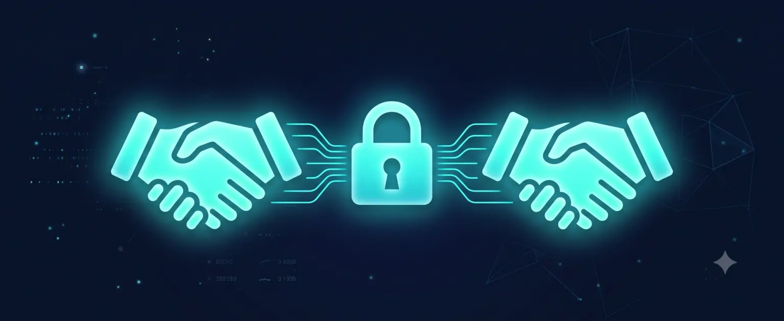 Icon of two handshakes around a lock — cover image for the P2P trading safety guide