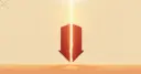 Matte crimson downward arrow snapped in two with light rising through the break, illustrating a bitcoin short squeeze