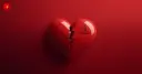 Broken heart with a warning sign