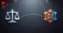 Scales of justice and a TON blockchain network, symbolizing the legal case against Telegram's founder