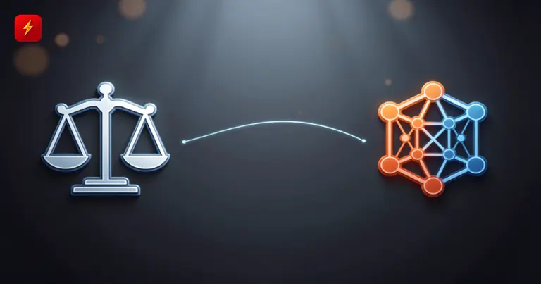 Scales of justice and a TON blockchain network, symbolizing the legal case against Telegram's founder