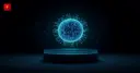 Glowing neural organoid sphere with branching synapse-like tendrils floating above a lab platform, with a faint circuit pattern in the background, symbolizing biological computing as an alternative to silicon AI