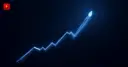 A rising price chart line topped by a rocket, symbolizing X's valuation path into SpaceX