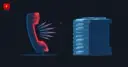 Flat vector illustration of a glowing red telephone handset emitting sharp jagged spikes toward a stack of pale blue document sheets, symbolizing aggressive cold-call boiler room tactics and hidden fees on pre-IPO shares
