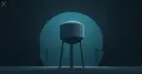 Flat illustration of a matte concrete water tower under a pale cyan protective dome with two transmission pylons behind it on a dark slate background, illustrating AI funding for critical infrastructure defence