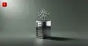 Glossy 3D server tower with a tree on top on a sage-green background — symbolizing the data center vs. nature conflict