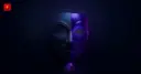 A mask split into a dark anonymous half and a glowing identified half