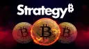 Bitcoin coin growing out of a corporate building — cover image for the Strategy and Saylor article