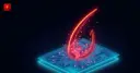 A glowing phishing hook looms over a digital circuit board, symbolizing AI-driven attacks on crypto