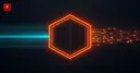 Flat vector illustration of a glowing hexagonal node splitting into a calm cyan line and a branching orange AI circuit pattern, symbolizing Bitcoin's flat price against a structural shift of mining capacity toward AI hosting
