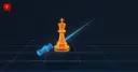 A glowing gold chess king stands beside a fallen blue piece on an abstract board grid — cover for the Google AI leadership shakeup news