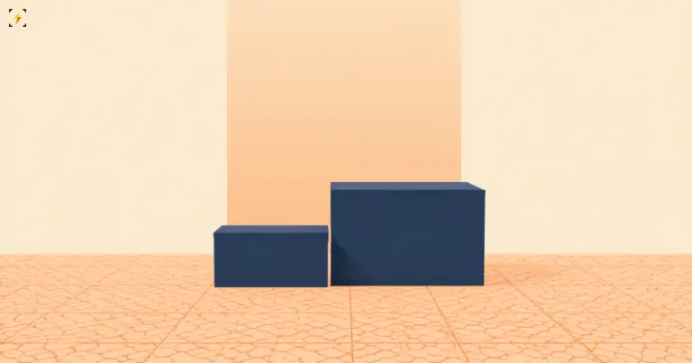 A small and a much larger matte indigo box side by side on a hexagonal lattice floor, illustrating a tripled transaction size limit