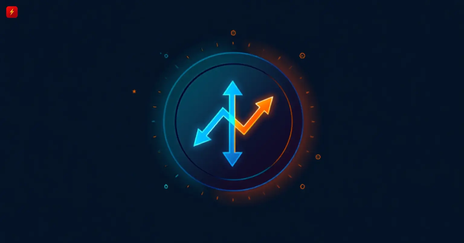 Glowing split arrow icon representing divided bullish and bearish crypto market sentiment for September 2026