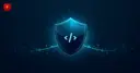 A shield with a code symbol connected by a node chain, symbolizing WEBCAT's website code verification