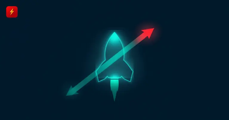 Rocket silhouette with diverging up and down arrows — cover for the SpaceX and Nvidia stock reaction news