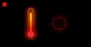 A glowing orange thermometer with rising mercury beside a red globe outline with radiating heat-wave ripples, symbolizing record-breaking global temperatures