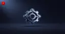 Glossy 3D network-node icon fused with a gear on an indigo background — symbolizing the merger of data, AI and engineering