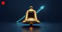 Gold IPO bell with a rising arrow