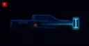 A pickup truck silhouette connected by a glowing data line to a smartphone, symbolizing Ford's AI assistant