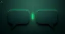 Two blank matte speech bubbles facing each other in green light, illustrating autonomous agents talking to each other on a wiki