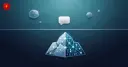 An iceberg with a glowing circuit network below the waterline and a small chat icon above it, symbolizing the vast invisible AI beneath the visible tip