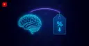 AI brain icon next to a percent-off tag with a down arrow, symbolizing Claude Opus 5's price drop
