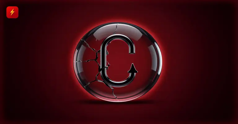A cracked sphere with a hook inside symbolizes the fake staking site impersonating Flare Network